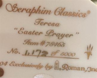 Seraphim Teresa Easter Prayer Angel Sculpture 8x6.5x3.5in HxWxD