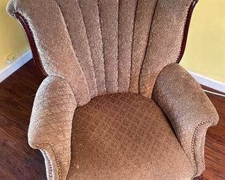 Vintage Upholstered Channel Back Chair 36x29x29in HxWxD