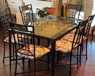 Iron/Glass/Slate Dining Table w/ 6 Chairs	30x36x60in	HxWxD
