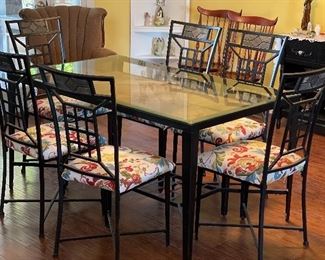 Iron/Glass/Slate Dining Table w/ 6 Chairs	30x36x60in	HxWxD

