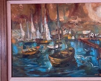 *Original* AS-IS Don Ruffin Boat Harbor Painting	30.5x42.5x2in	HxWxD
