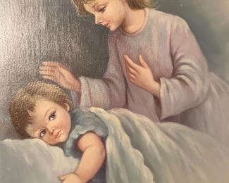 Susan Day Mother Baby  Bedtime Painting Art	31x26x2.5in	HxWxD
