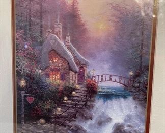 Thomas Kinkade Sweetheart Cottage Framed Matted Print 16x12.5in