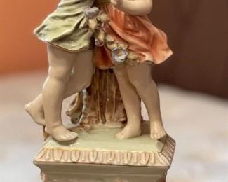 2pc Antique Porcelain Kissing Figural Lamps PAIR	24in H x 12in Diameter	
