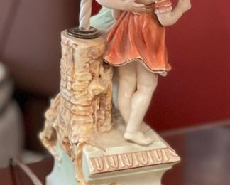 2pc Antique Porcelain Kissing Figural Lamps PAIR	24in H x 12in Diameter	
