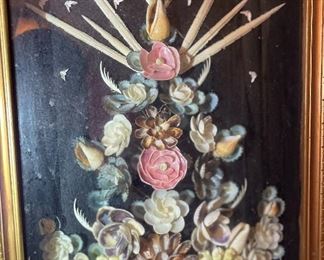Seashell Art Flower Shadow box Art 24x11.5x3in HxWxD