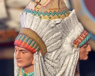 3 Headed Native American Ceramic Vase/Jar	12x8x8	HxWxD
