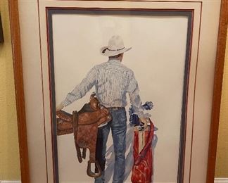 Cowboy Golfer Framed Print Karen Rae 32x26