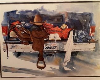 *Signed* Cowboy/Golf Pickup Framed Print Karen Rae	25x31	
