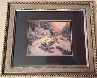 Thomas Kinkade Evening Glow Framed Matted Print 14.5x17.5in