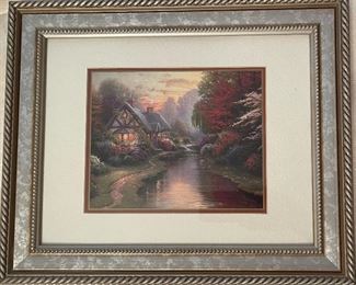 Thomas Kinkade  Cottage By The Stream Framed Matted Print	14.5x17.5in	
