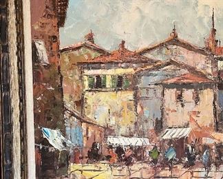 *ORIGINAL* Art Street Scene Painting 30x54.5in