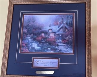Thomas Kinkade Swanbrooke Cottage Psalm 23 14.5x14.5in HxWxD