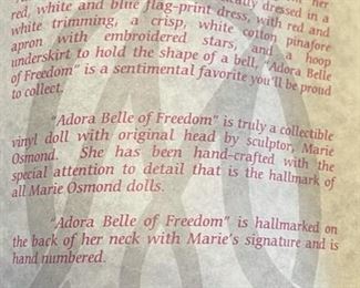 Marie Osmond Adora Belle of Freedom Doll NIB	16.5in H	
