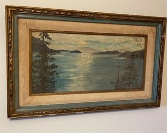 Antique Lake Painting Original