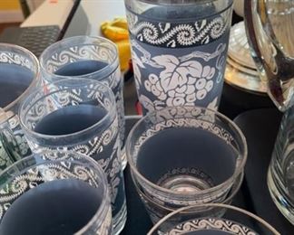 25+ Hazel Atlas Grapevine Barware Glass Set