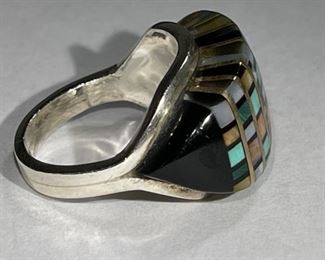 LEE EDAAKIE Zuni Multi Gemstone Mosaic Ring Vintage Signed	1	
