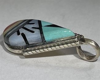 ZUNI ECK Multi Sterling Silver Gemstone Pendant Elecario & Cleo Kallestewa		
