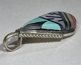 ZUNI ECK Multi Sterling Silver Gemstone Pendant Elecario & Cleo Kallestewa		
