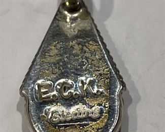 ZUNI ECK Multi Sterling Silver Gemstone Pendant Elecario & Cleo Kallestewa