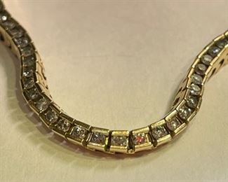 14k Gold & Diamond Tennis Bracelet SZ 7.5 14k