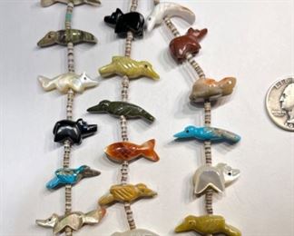 Native American Vintage Zuni Fetish Necklace 3-Strand