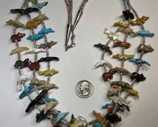 Native American Vintage Zuni Fetish Necklace 3-Strand