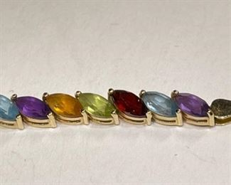 14k Gold Marquise Multi-Gemstone Bracelet SZ 7	14k	
