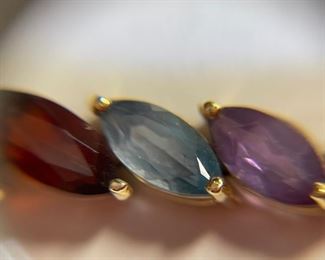 14k Gold Marquise Multi-Gemstone Bracelet SZ 7	14k	
