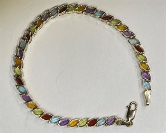 14k Gold Marquise Multi-Gemstone Bracelet SZ 7 14k