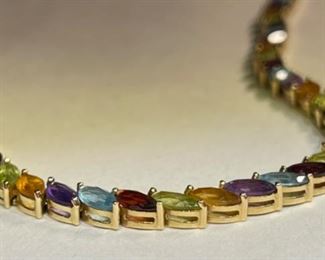 14k Gold Marquise Multi-Gemstone Bracelet SZ 7	14k	
