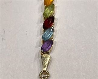 14k Gold Marquise Multi-Gemstone Bracelet SZ 7	14k	
