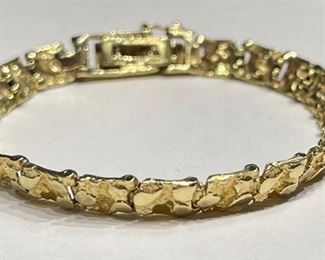 14k Gold Nugget Bracelet 6.5in Ladies	14k	