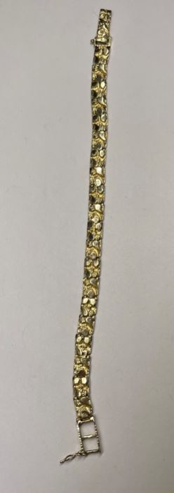 14k Gold Nugget Bracelet 6.5in Ladies 14k