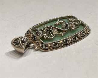 Sterling Silver Thailand Dragon Jade Pendant	1	
