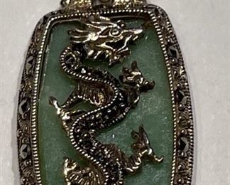 Sterling Silver Thailand Dragon Jade Pendant	1	
