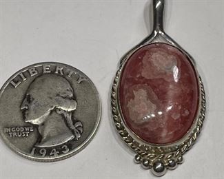 Sterling Silver Rhodochrosite Pendant 1