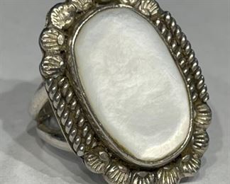 Native American Mother of Pearl Sterling Silver Ring 1