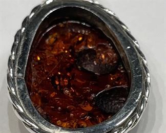 Sterling Silver & Amber Pendant Signed	1	
