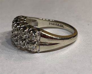 14k White Gold & Diamond Fritz Rossier Vintage Art Deco Ring SZ 5.5 14k