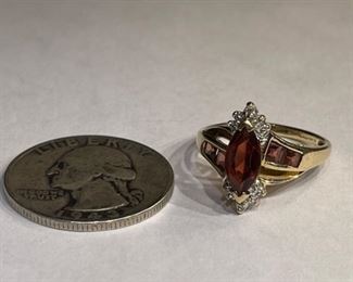 10k Gold, Garnet & Diamond Ring SZ 7.25	10k	
