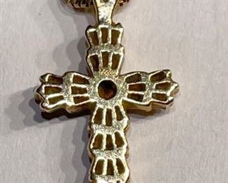 14k Gold & Diamond Cross Pendant w/ Necklace	14k	