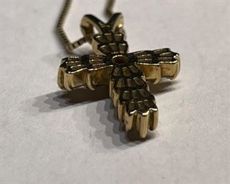 14k Gold & Diamond Cross Pendant w/ Necklace	14k	