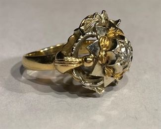 18k White/Yellow Gold Diamond Ring Italy SZ 6.5	18k	
