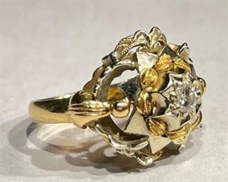 18k White/Yellow Gold Diamond Ring Italy SZ 6.5	18k	
