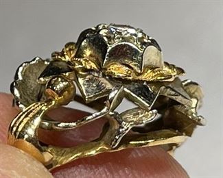 18k White/Yellow Gold Diamond Ring Italy SZ 6.5	18k	
