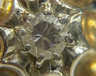 18k White/Yellow Gold Diamond Ring Italy SZ 6.5 18k