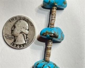 Vintage Native American Turquoise Nugget Shell Heishi Necklace