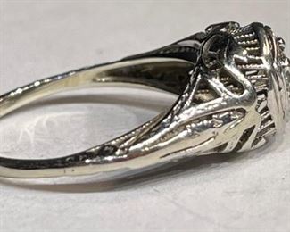 Antique Art Deco Platinum Diamond Wedding Set Engagement Ring Wedding Band PT
