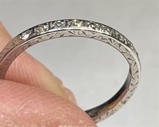 Antique Art Deco Platinum Diamond Wedding Set Engagement Ring Wedding Band	PT	
